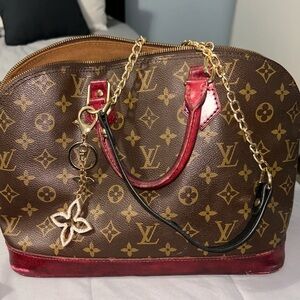 Louis Vuitton Monogram Satchel with Red Accents
